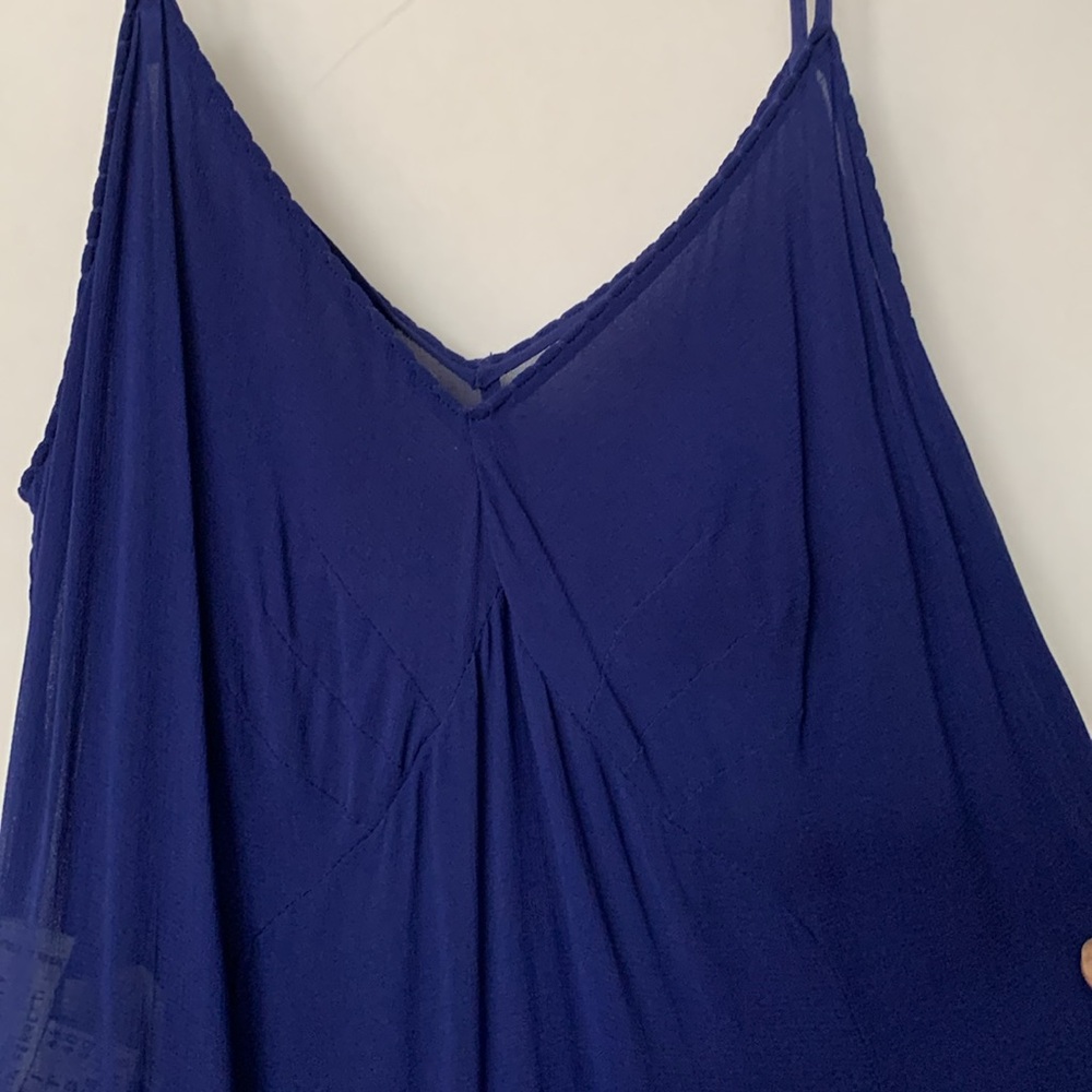 Philosophy di Alberta Ferretti Sheer Slip / Chemise in Cobalt Blue